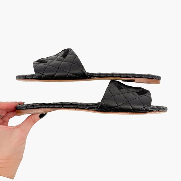 Chanel Braided CC Mule Sandals EU 41 C US 10-10.5 Wide Black Logo Flat Slide - Picture 7 of 13